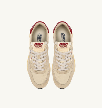REELWIND LOW SNEAKERS IN ECRU AND RED NYLON AND SUEDE - AUTRY Classic