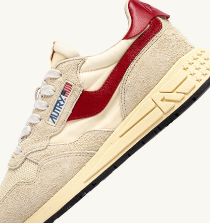 REELWIND LOW SNEAKERS IN ECRU AND RED NYLON AND SUEDE - AUTRY Classic