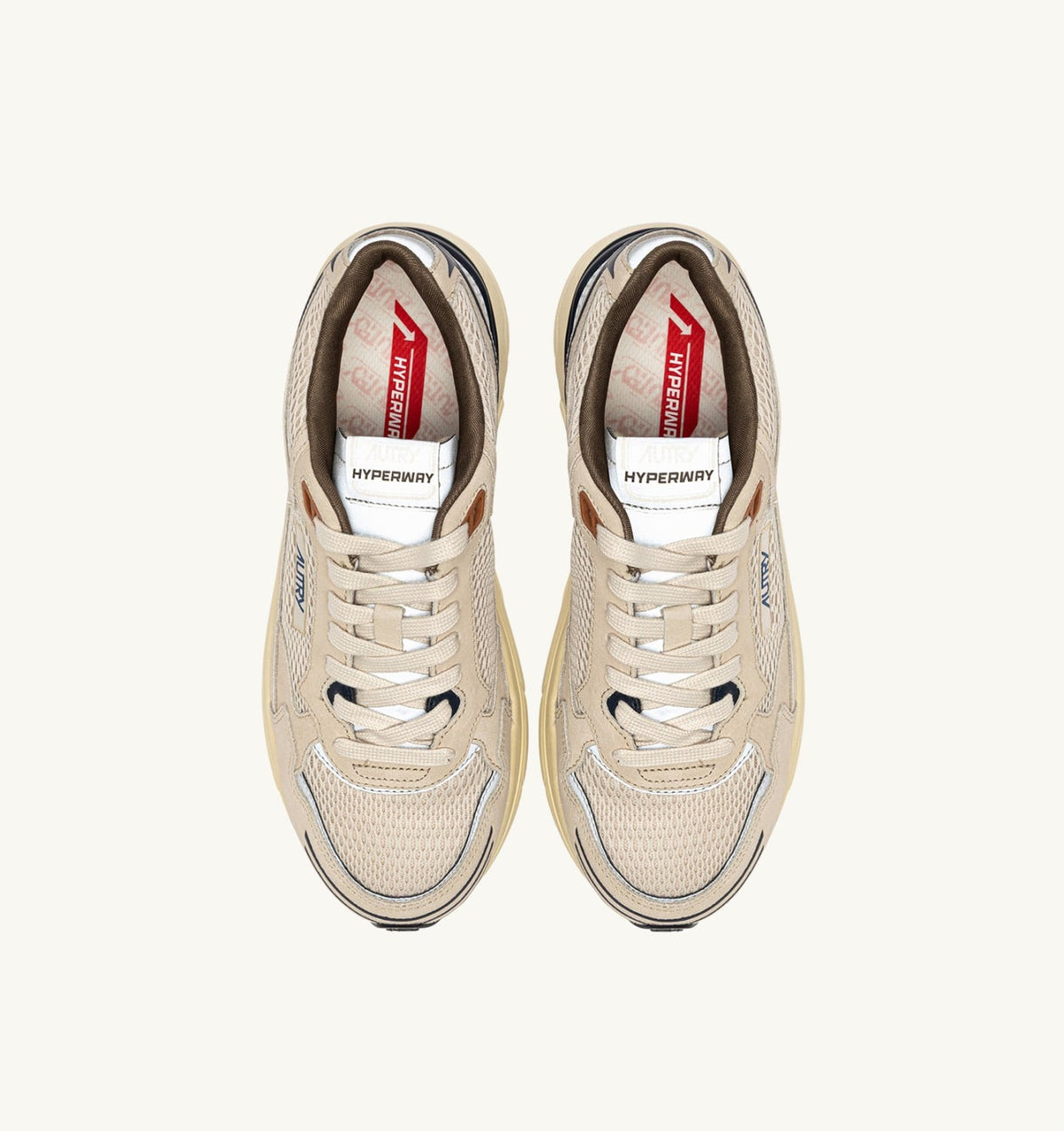 HYPERWAY SNEAKERS IN SAND AND SPA BLUE SUEDE AND MESH - AUTRY Everyday