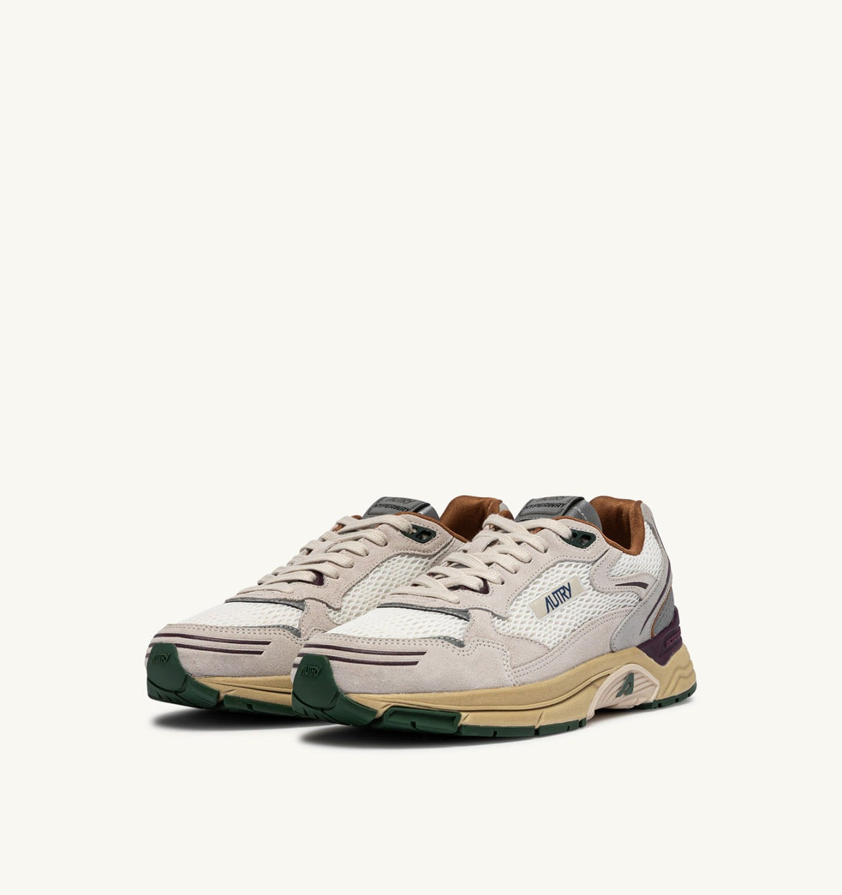 HYPERWAY SNEAKERS IN WHITE AND FIG SUEDE AND MESH - AUTRY Latest