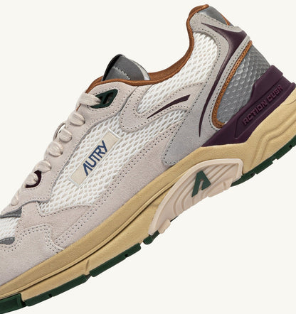 HYPERWAY SNEAKERS IN WHITE AND FIG SUEDE AND MESH - AUTRY Latest