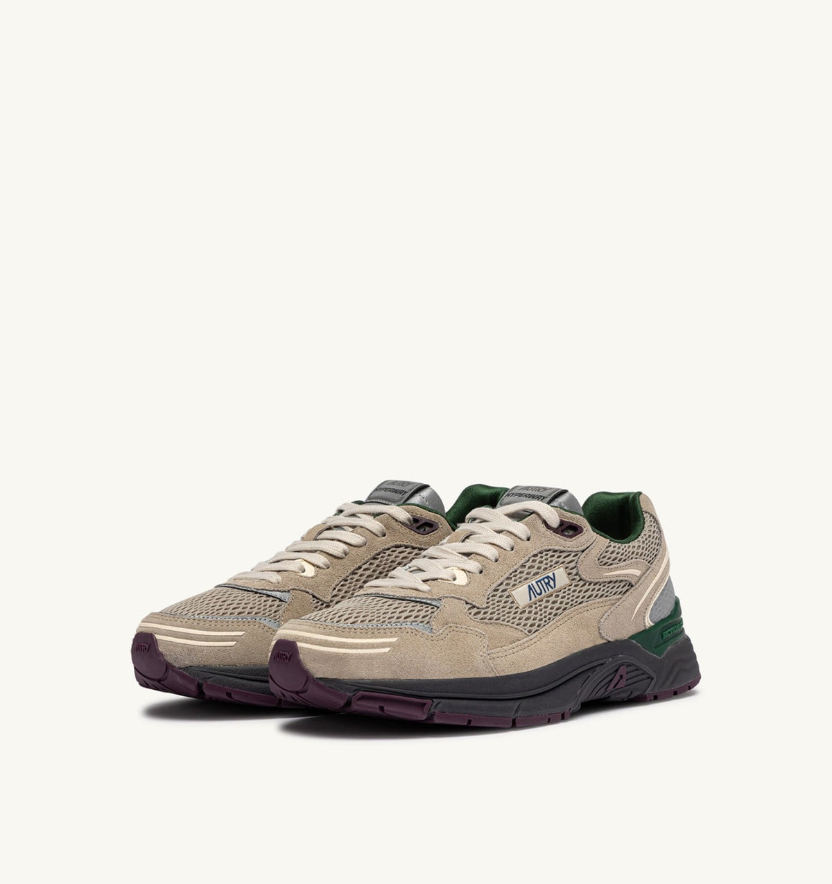 HYPERWAY SNEAKERS IN BISCUIT AND AFTERGLOW SUEDE AND MESH - AUTRY Quality