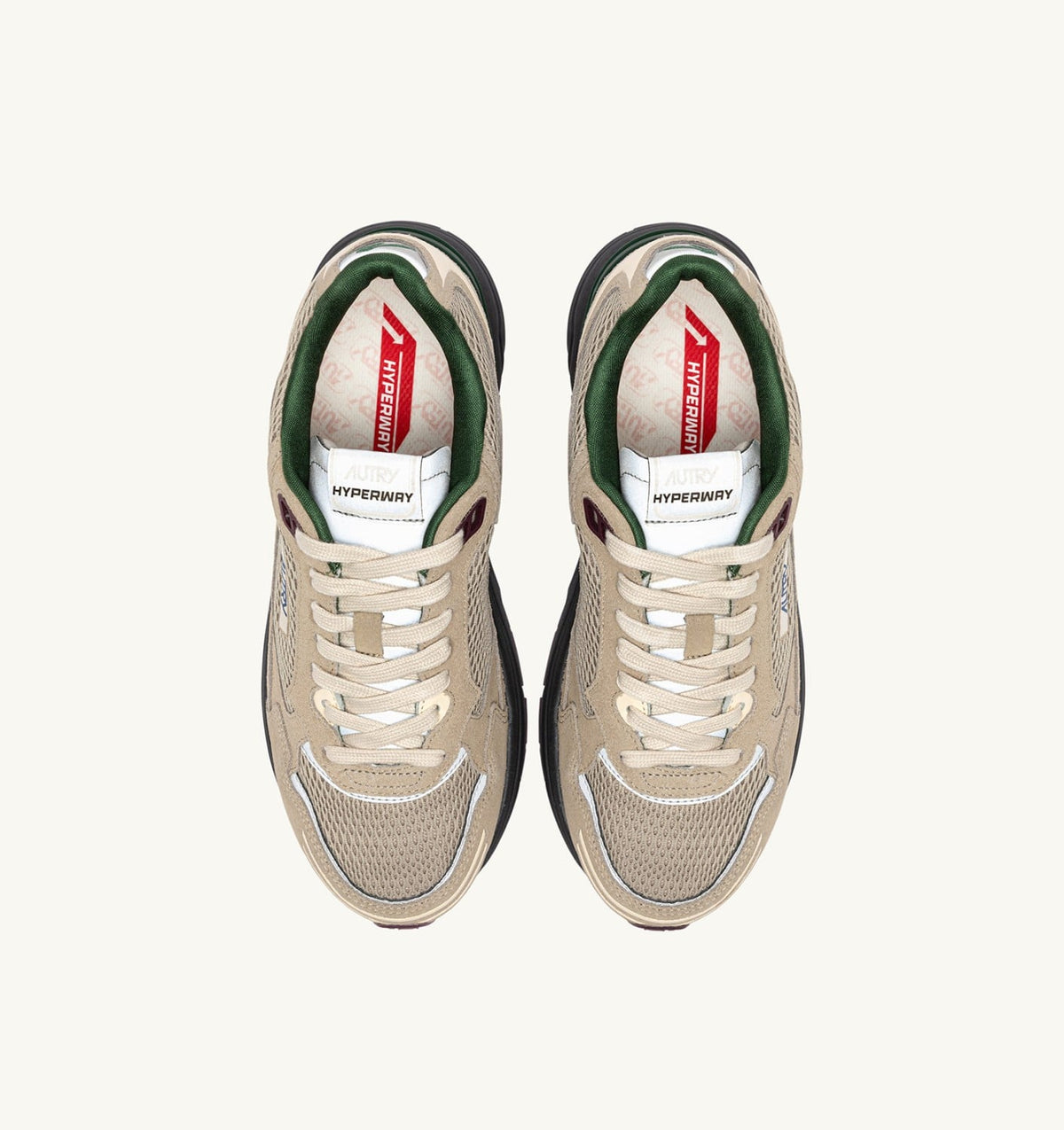 HYPERWAY SNEAKERS IN BISCUIT AND AFTERGLOW SUEDE AND MESH - AUTRY Quality