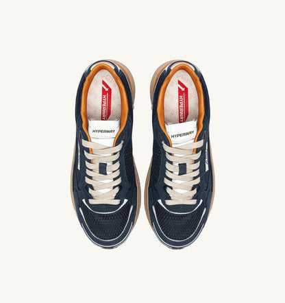 HYPERWAY SNEAKERS IN MIDNIGHT AND TOMATO CREAM SUEDE AND MESH - AUTRY Classic