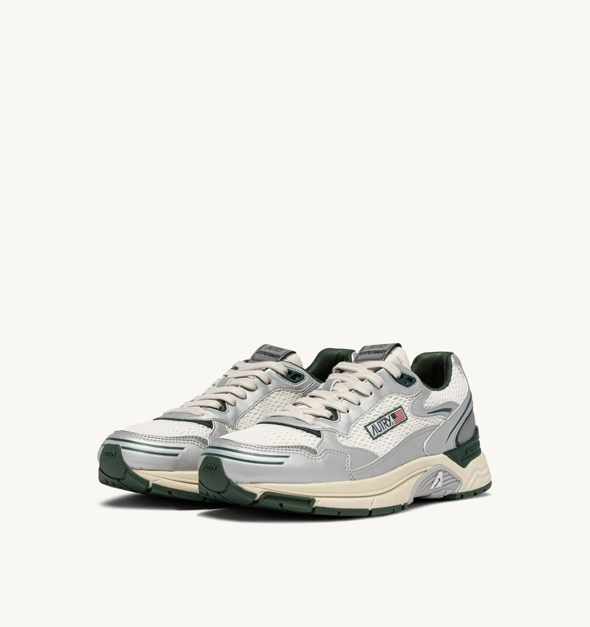 HYPERWAY SNEAKERS IN SILVER, WHISPER WHITE AND MOUNTAIN SYNTHETIC LEATHER AND MESH - AUTRY Everyday