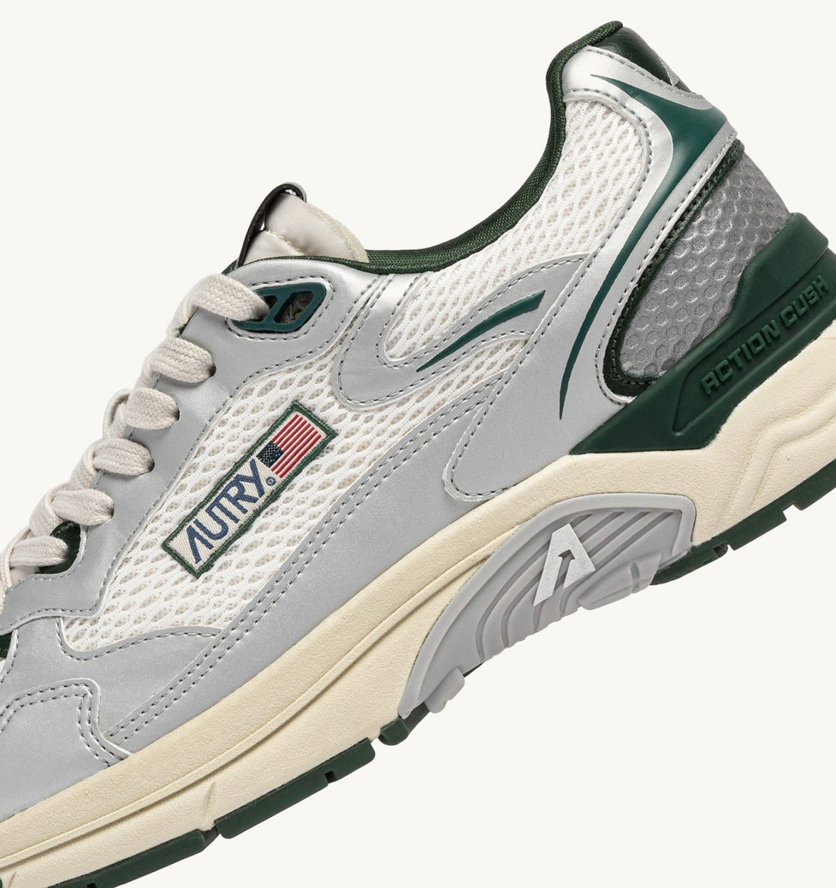 HYPERWAY SNEAKERS IN SILVER, WHISPER WHITE AND MOUNTAIN SYNTHETIC LEATHER AND MESH - AUTRY Everyday