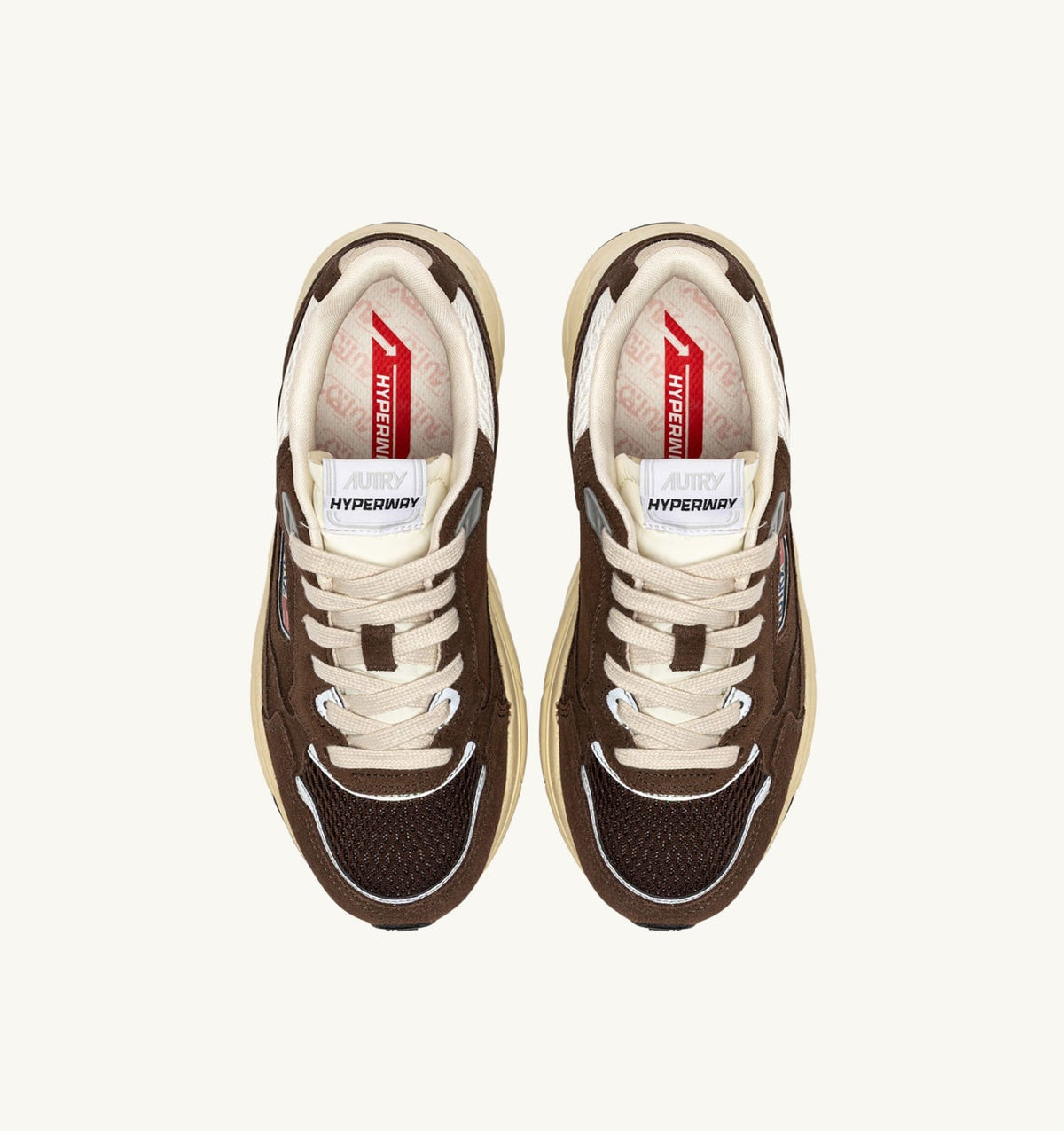 HYPERWAY SNEAKERS IN MARSHMALLOW AND TERRACOTTA SUEDE AND MESH - AUTRY Latest