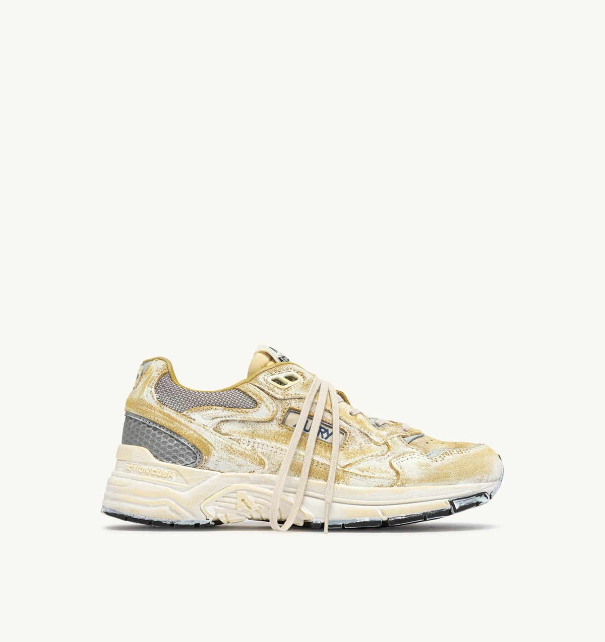 HYPERWAY SUPER VINTAGE SNEAKERS IN YELLOW AND SILVER SUEDE - AUTRY Classic