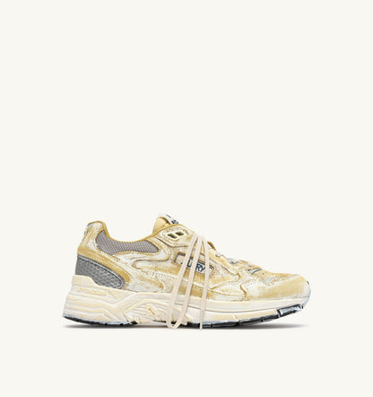 HYPERWAY SUPER VINTAGE SNEAKERS IN YELLOW AND SILVER SUEDE - AUTRY Classic