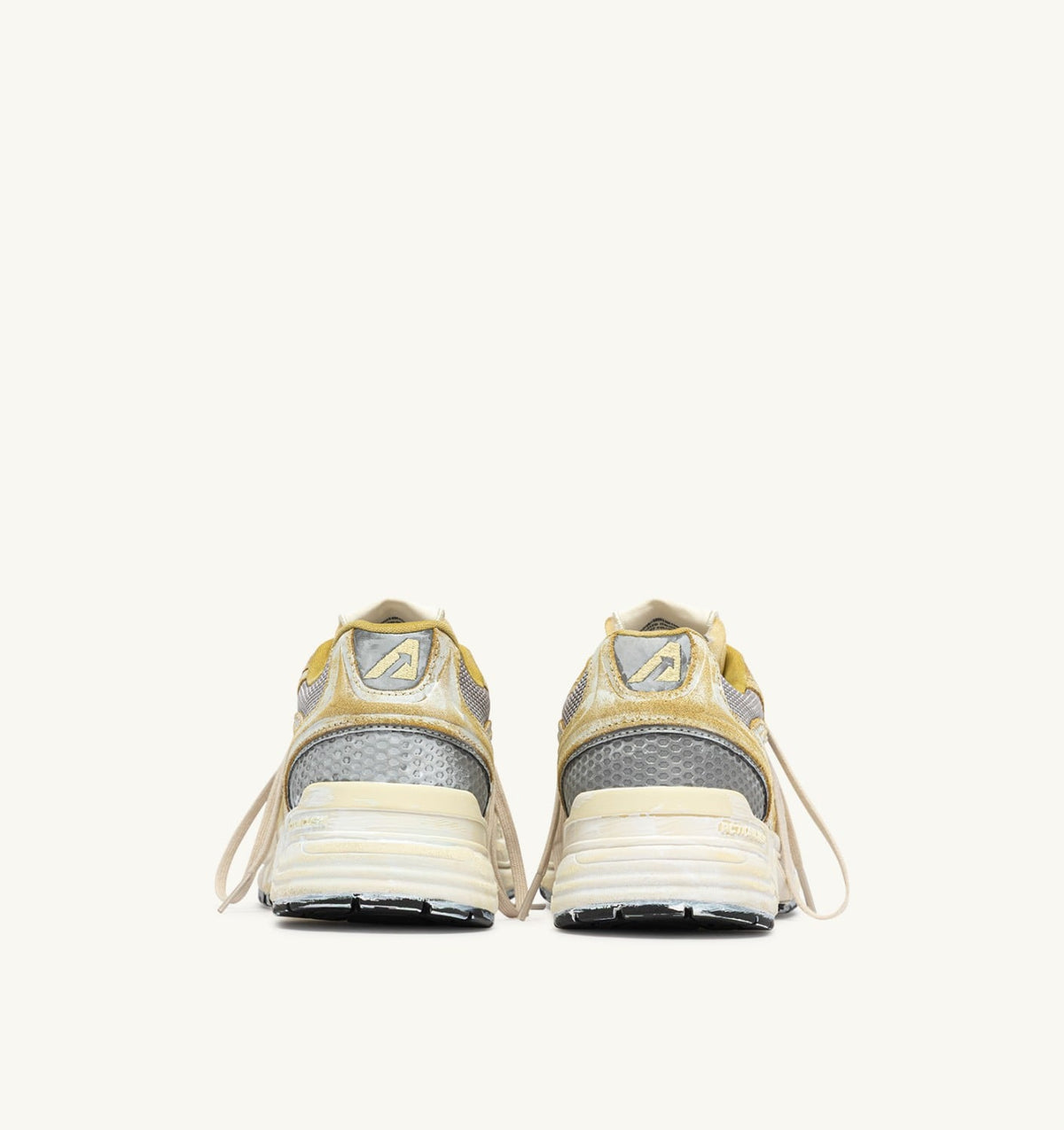 HYPERWAY SUPER VINTAGE SNEAKERS IN YELLOW AND SILVER SUEDE - AUTRY Classic
