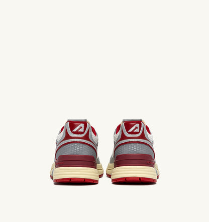 HYPERWAY SNEAKERS IN WHITE SILVER AND RED SYNTHETIC LEATHER AND MESH - AUTRY Great Value