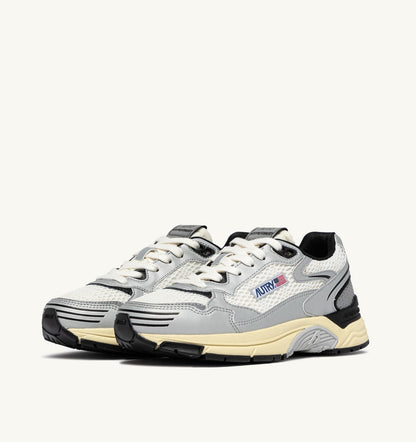 HYPERWAY SNEAKERS IN WHITE SILVER AND BLACK SYNTHETIC LEATHER AND MESH - AUTRY Quality