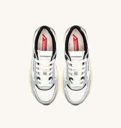 HYPERWAY SNEAKERS IN WHITE SILVER AND BLACK SYNTHETIC LEATHER AND MESH - AUTRY Quality