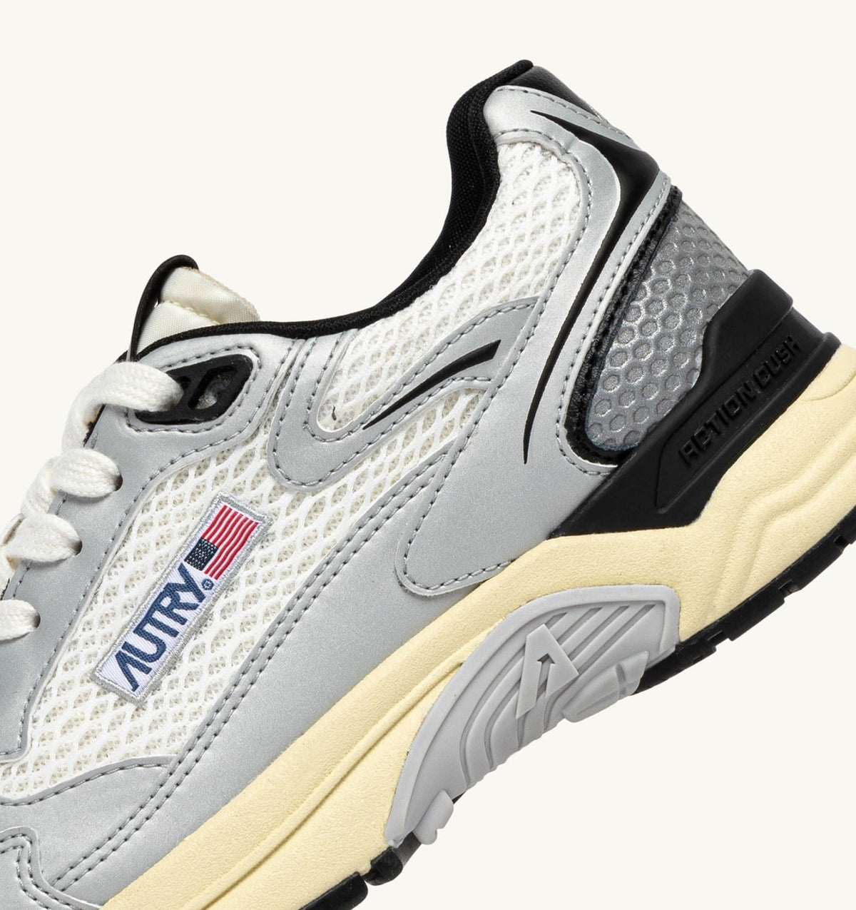 HYPERWAY SNEAKERS IN WHITE SILVER AND BLACK SYNTHETIC LEATHER AND MESH - AUTRY Quality
