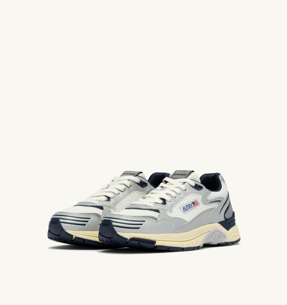 HYPERWAY SNEAKERS IN WHITE SILVER AND SPACE SYNTHETIC LEATHER AND MESH - AUTRY Classic