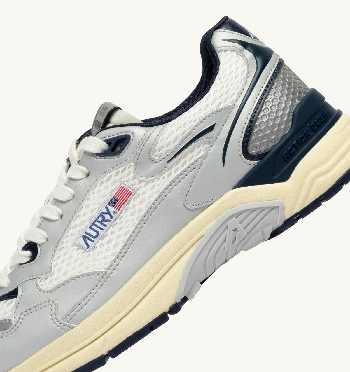 HYPERWAY SNEAKERS IN WHITE SILVER AND SPACE SYNTHETIC LEATHER AND MESH - AUTRY Classic