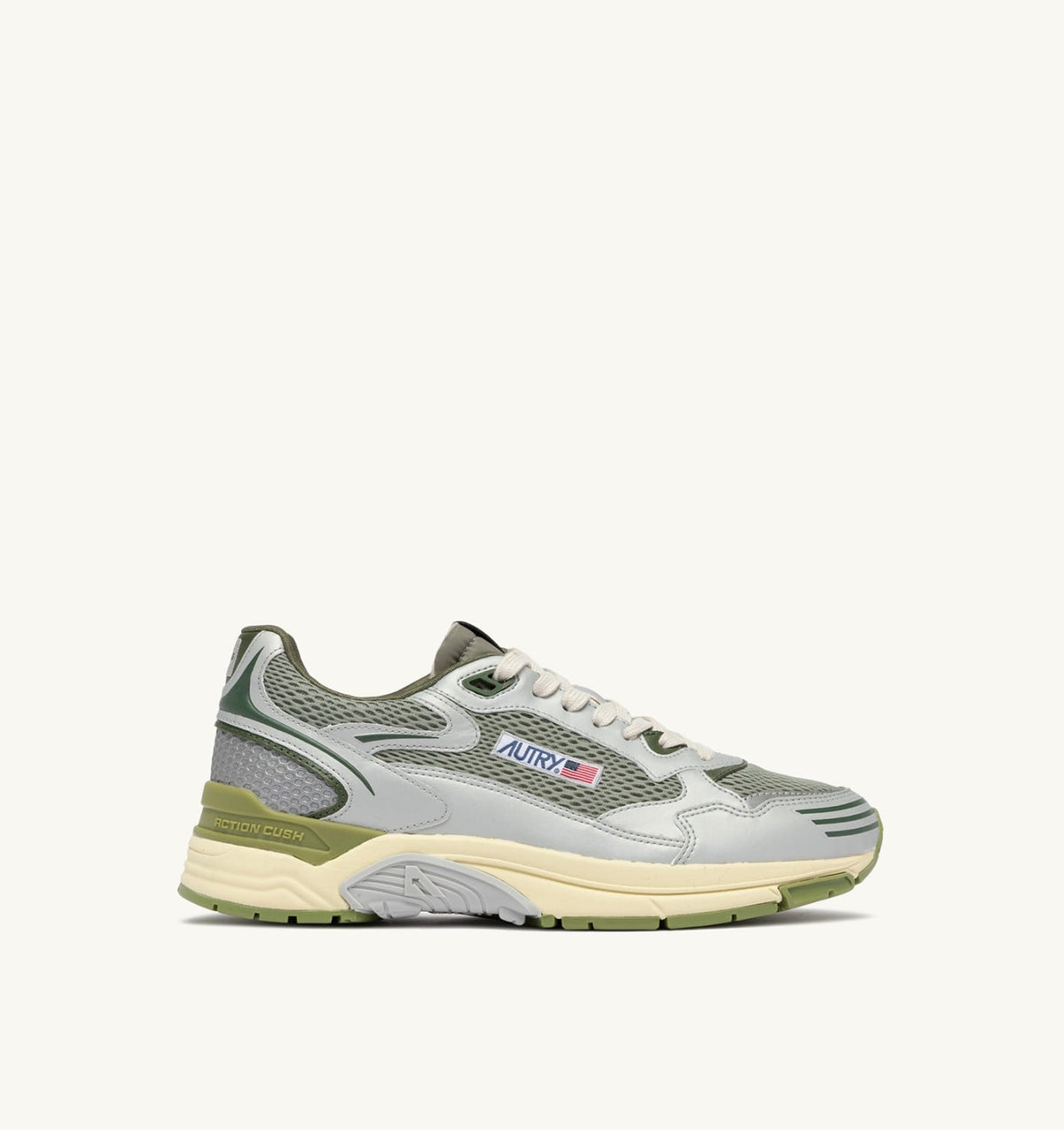 HYPERWAY SNEAKERS IN SILVER SEA GRASS AND CYPRESS SYNTHETIC LEATHER AND MESH - AUTRY Essential