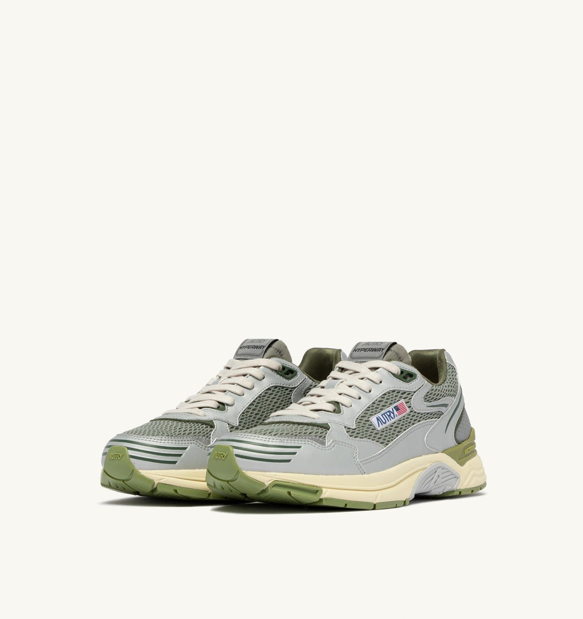 HYPERWAY SNEAKERS IN SILVER SEA GRASS AND CYPRESS SYNTHETIC LEATHER AND MESH - AUTRY Essential