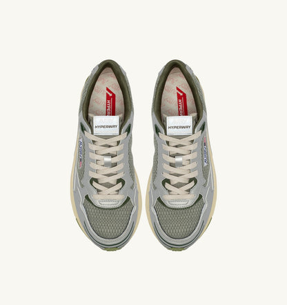 HYPERWAY SNEAKERS IN SILVER SEA GRASS AND CYPRESS SYNTHETIC LEATHER AND MESH - AUTRY Essential