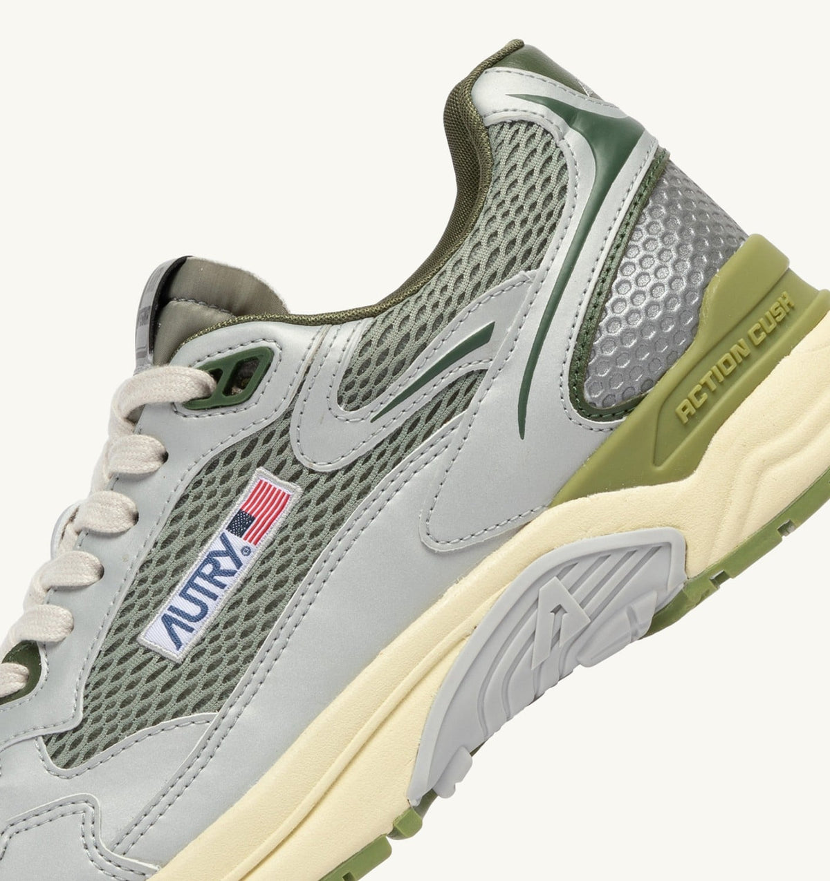 HYPERWAY SNEAKERS IN SILVER SEA GRASS AND CYPRESS SYNTHETIC LEATHER AND MESH - AUTRY Essential