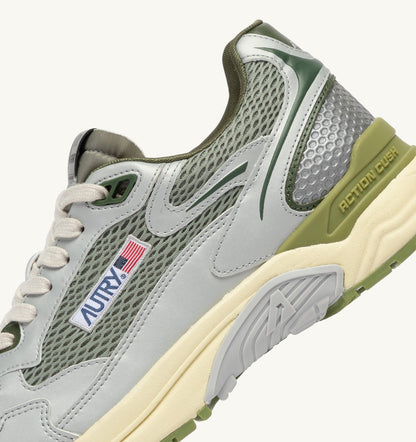 HYPERWAY SNEAKERS IN SILVER SEA GRASS AND CYPRESS SYNTHETIC LEATHER AND MESH - AUTRY Essential