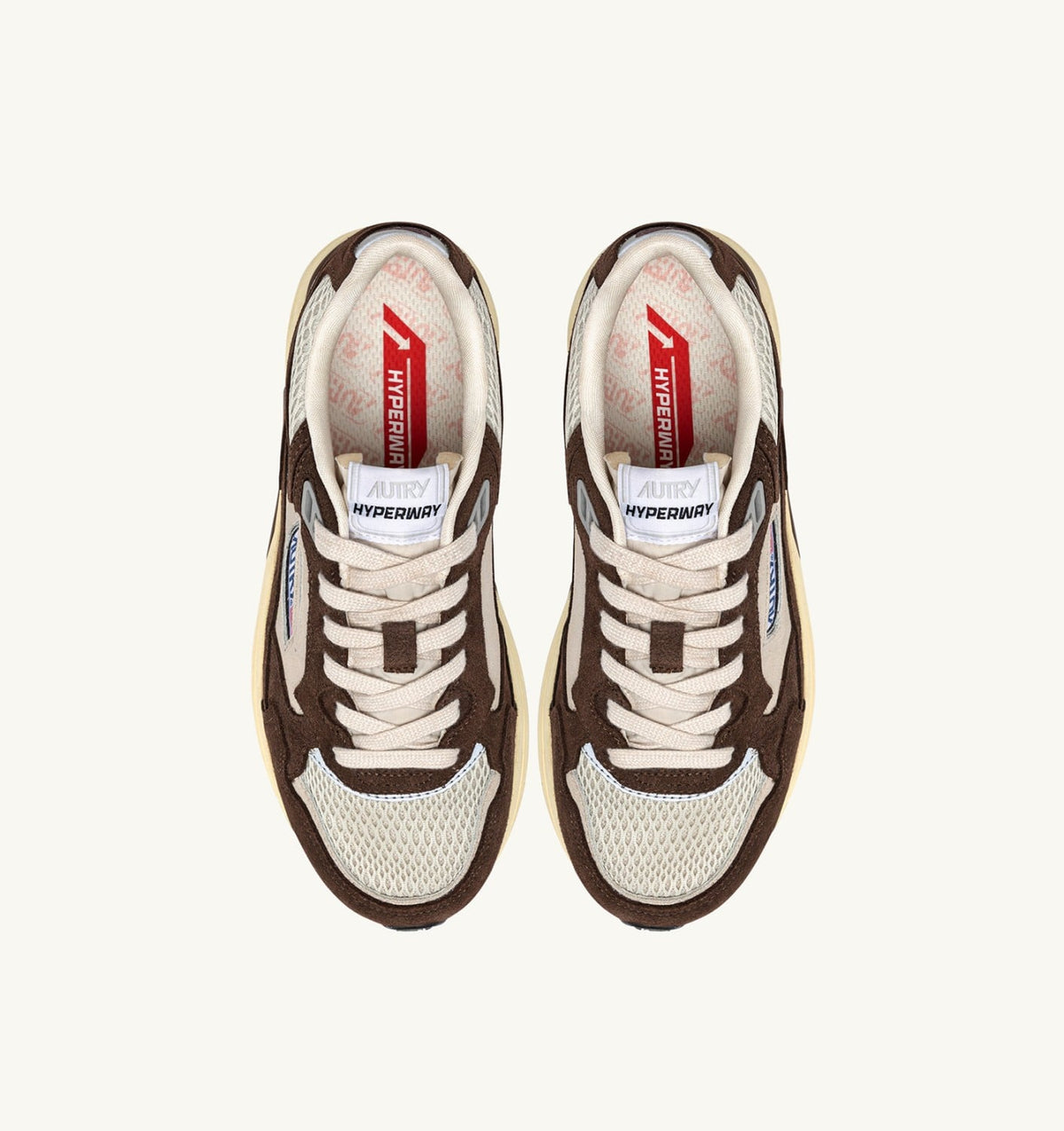 HYPERWAY SNEAKERS IN SAND AND BRICK RED MESH AND SUEDE - AUTRY Quality