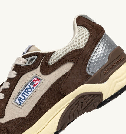 HYPERWAY SNEAKERS IN SAND AND BRICK RED MESH AND SUEDE - AUTRY Quality