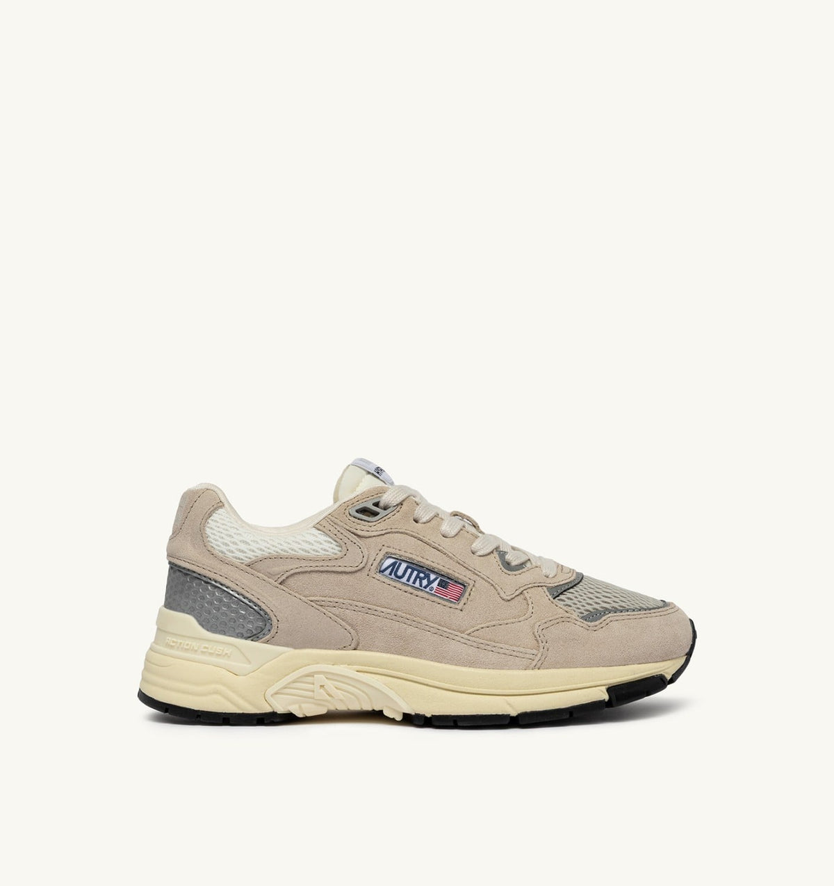 HYPERWAY SNEAKERS IN SAND BROWN AND SILVER-TONE SUEDE AND MESH - AUTRY Value