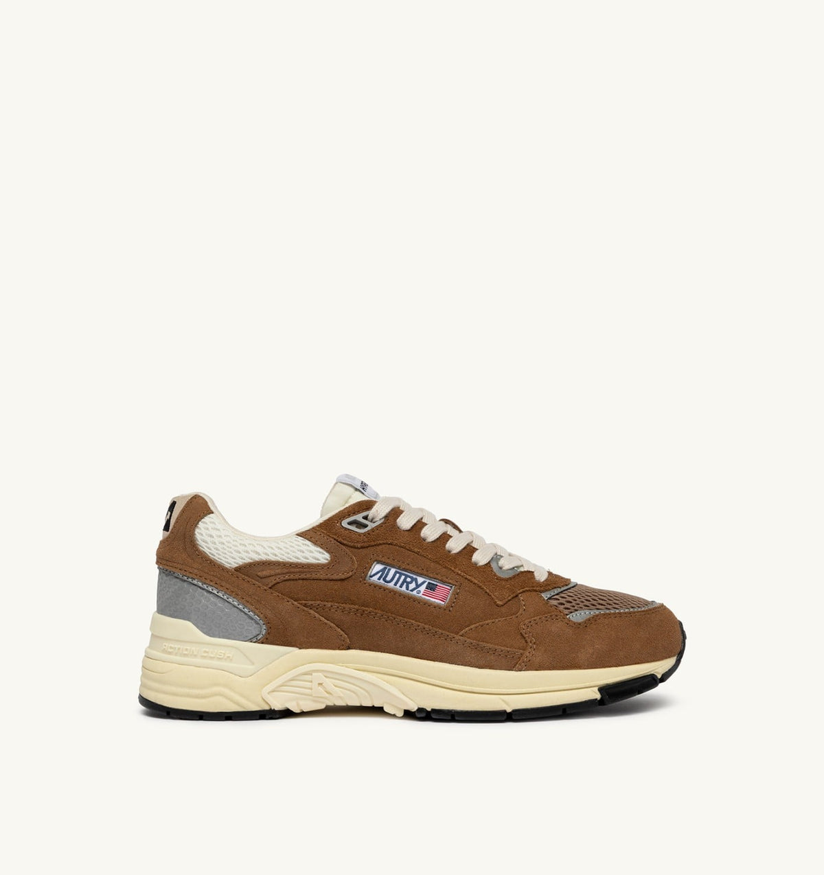 HYPERWAY SNEAKERS IN CIGAR AND SILVER MESH AND SUEDE - AUTRY Great Value