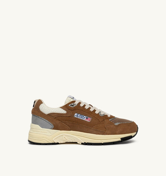 HYPERWAY SNEAKERS IN CIGAR AND SILVER MESH AND SUEDE - AUTRY Great Value