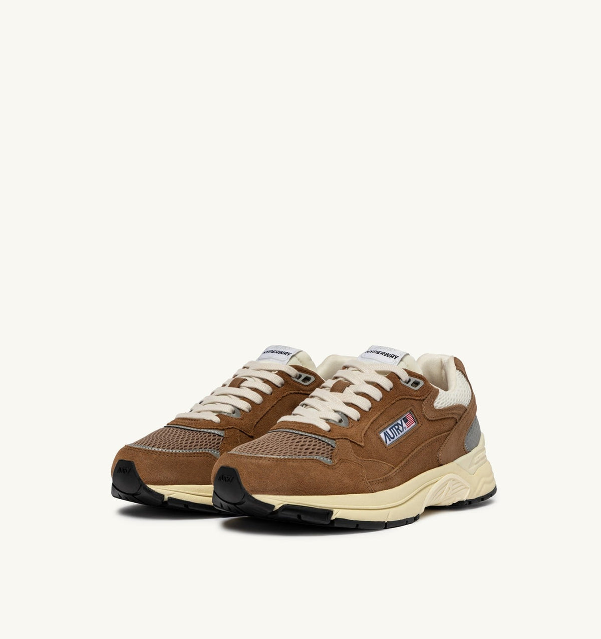 HYPERWAY SNEAKERS IN CIGAR AND SILVER MESH AND SUEDE - AUTRY Great Value