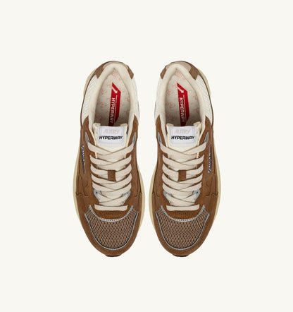 HYPERWAY SNEAKERS IN CIGAR AND SILVER MESH AND SUEDE - AUTRY Great Value