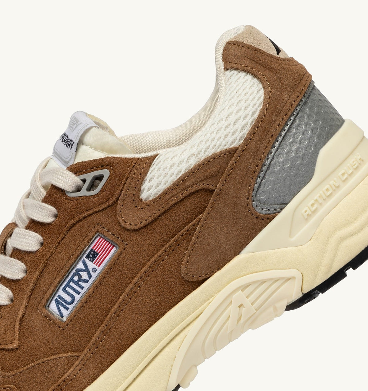 HYPERWAY SNEAKERS IN CIGAR AND SILVER MESH AND SUEDE - AUTRY Great Value