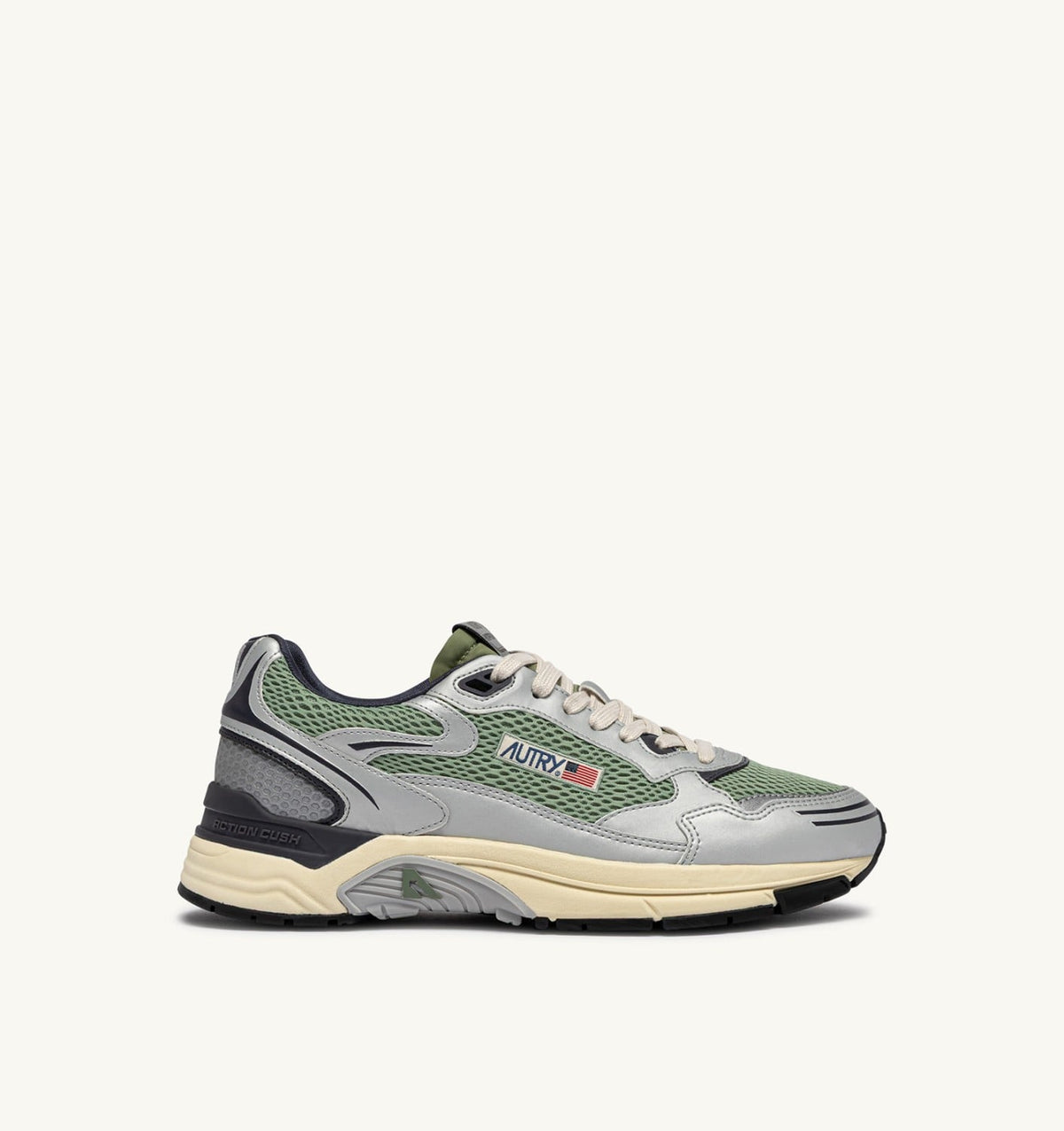 HYPERWAY SNEAKERS IN SILVER, TEA AND BLACKENED PEARL SYNTHETIC LEATHER AND MESH - AUTRY Classic