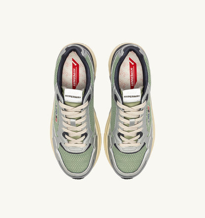HYPERWAY SNEAKERS IN SILVER, TEA AND BLACKENED PEARL SYNTHETIC LEATHER AND MESH - AUTRY Classic