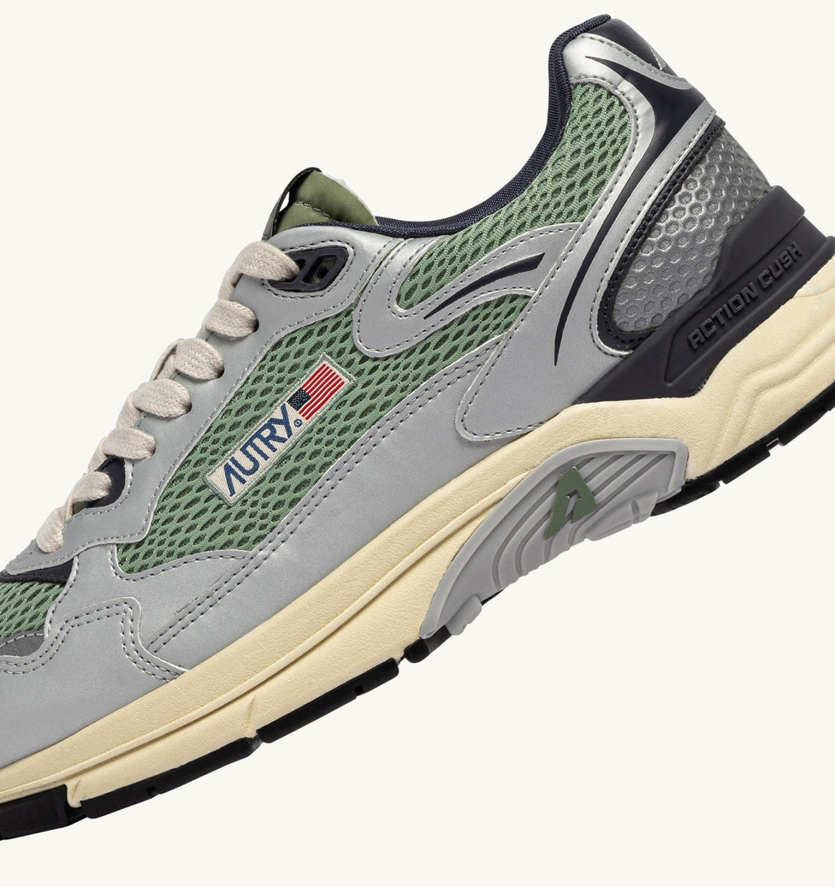 HYPERWAY SNEAKERS IN SILVER, TEA AND BLACKENED PEARL SYNTHETIC LEATHER AND MESH - AUTRY Classic