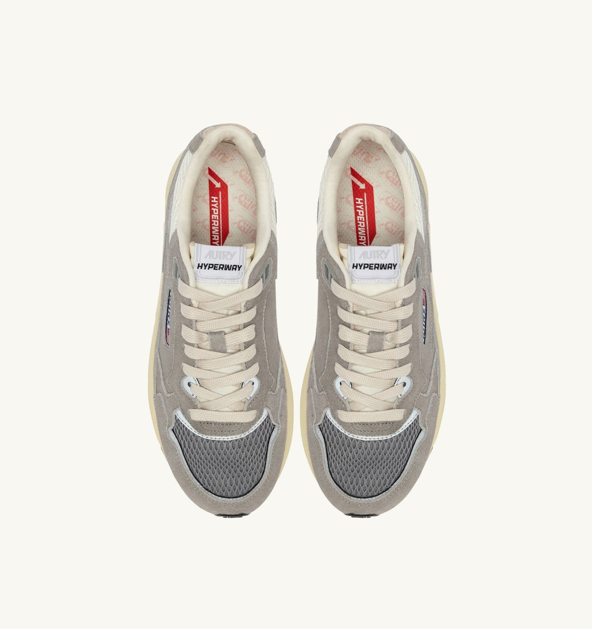 HYPERWAY SNEAKERS IN MARSHMALLOW AND LEAD SUEDE AND MESH - AUTRY Everyday