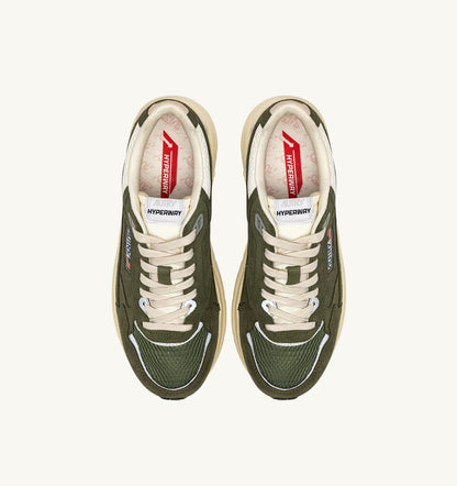 HYPERWAY SNEAKERS IN MARSHMALLOW AND SAGE SUEDE AND MESH - AUTRY Great Value