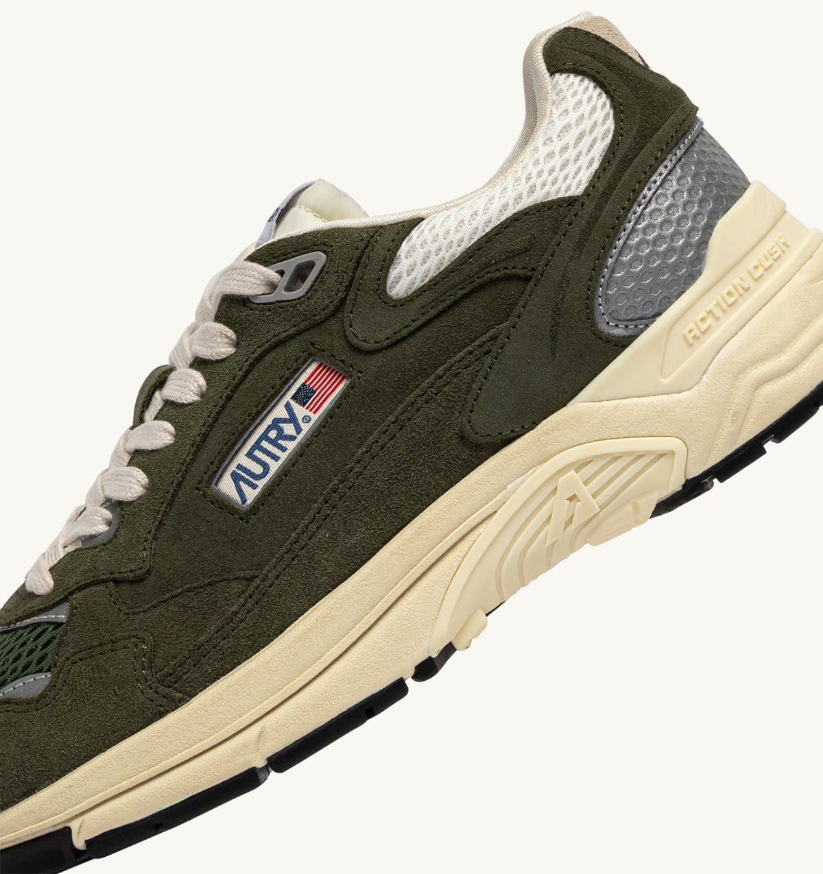 HYPERWAY SNEAKERS IN MARSHMALLOW AND SAGE SUEDE AND MESH - AUTRY Great Value