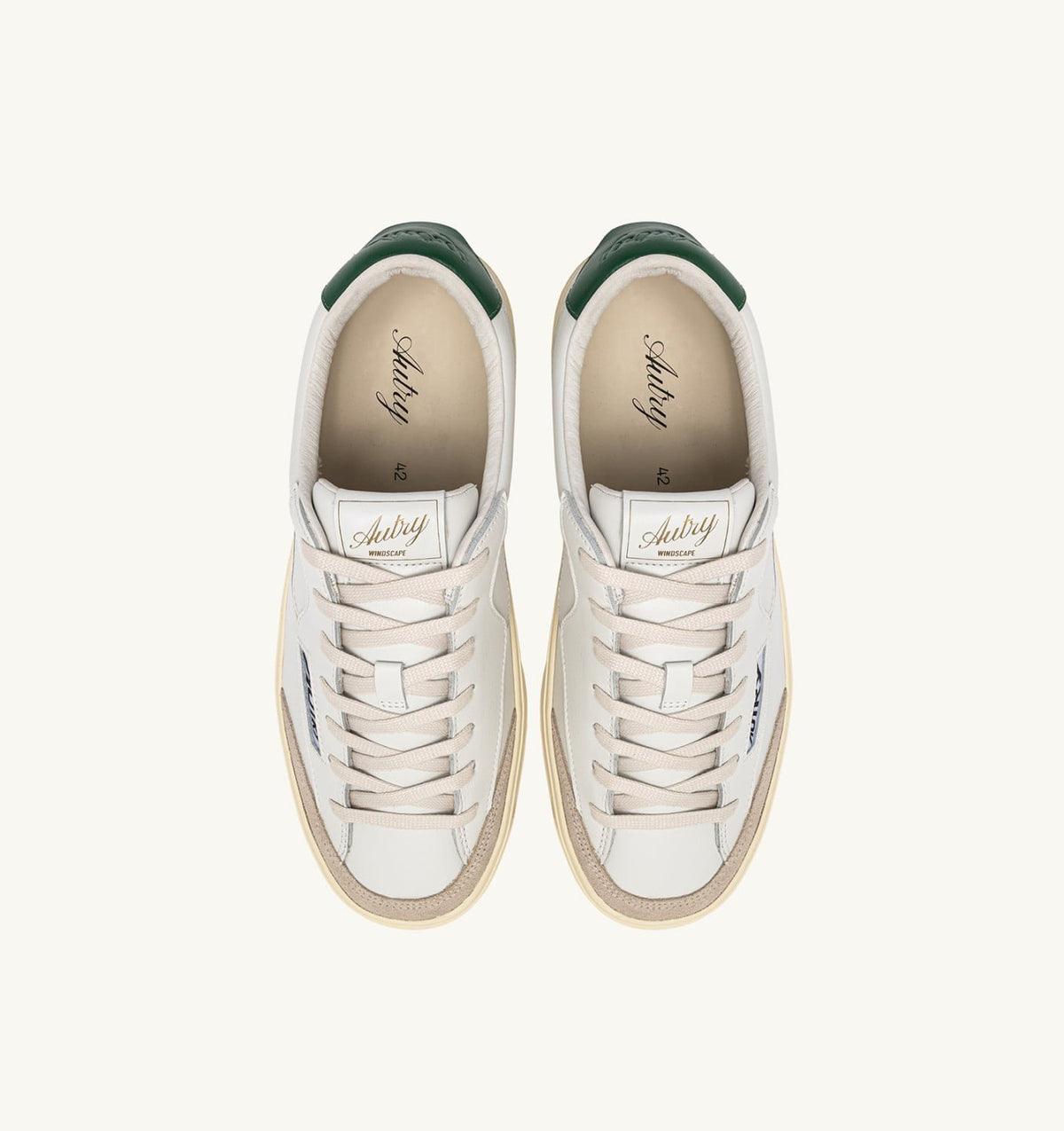 WINDSCAPE LOW SNEAKERS IN WHITE AND AMAZON LEATHER - AUTRY Great Value