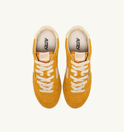 SNEAKERS WINDSPIN IN SUEDE AND LEATHER COLOR MINERAL YELLOW AND RUTABAGA - AUTRY Value