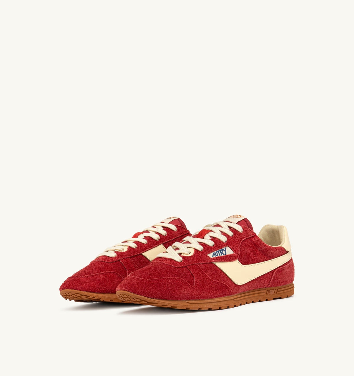 SNEAKERS WINDSPIN IN SUEDE AND LEATHER COLOR IMPERIAL RED AND RUTABAGA - AUTRY Latest