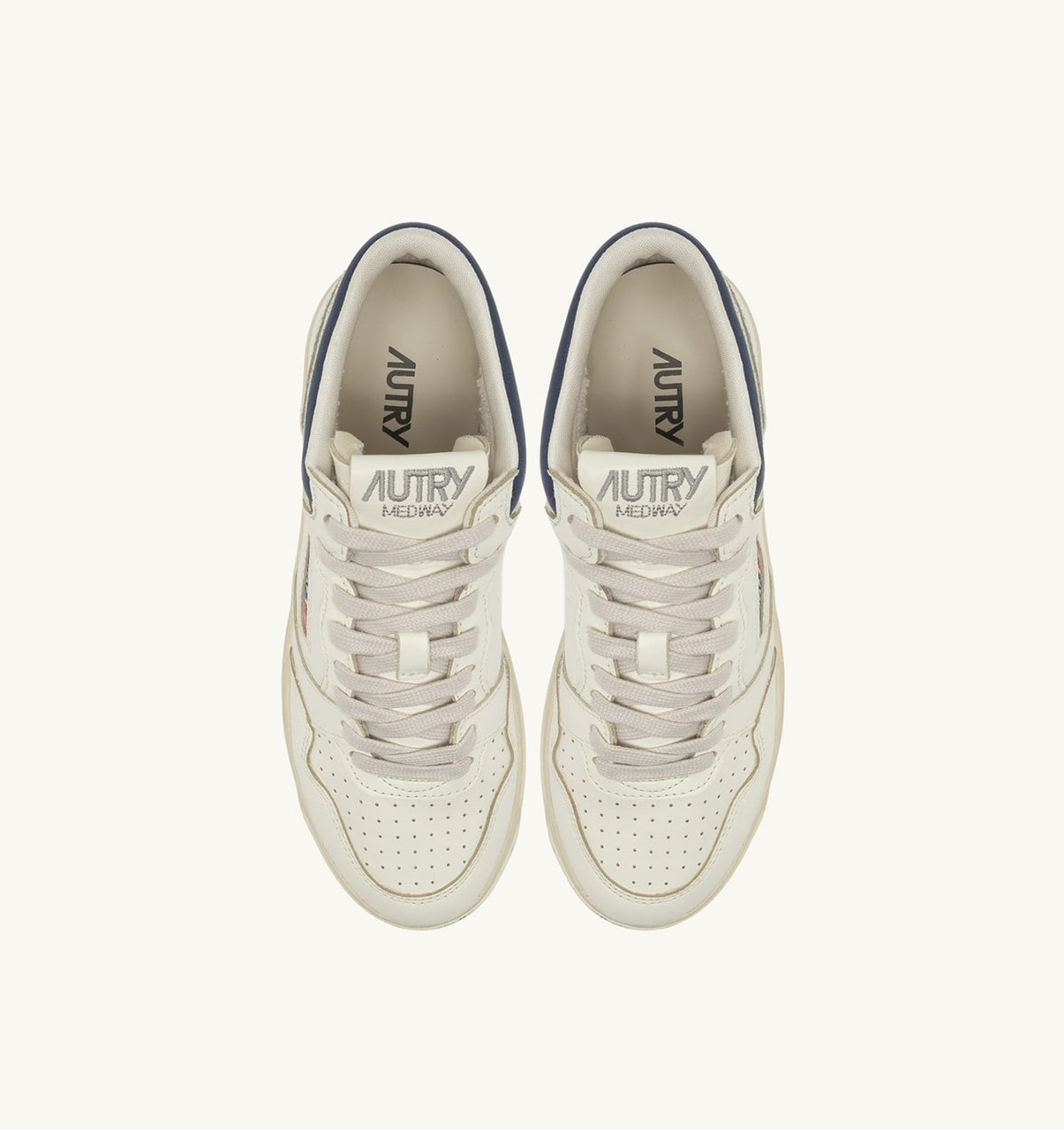 MED-WAY SNEAKERS IN LEATHER COLOR MARSHMALLOW AND ENSIGN BLUE - AUTRY Great Value