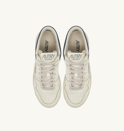 MED-WAY SNEAKERS IN LEATHER COLOR MARSHMALLOW AND ENSIGN BLUE - AUTRY Great Value