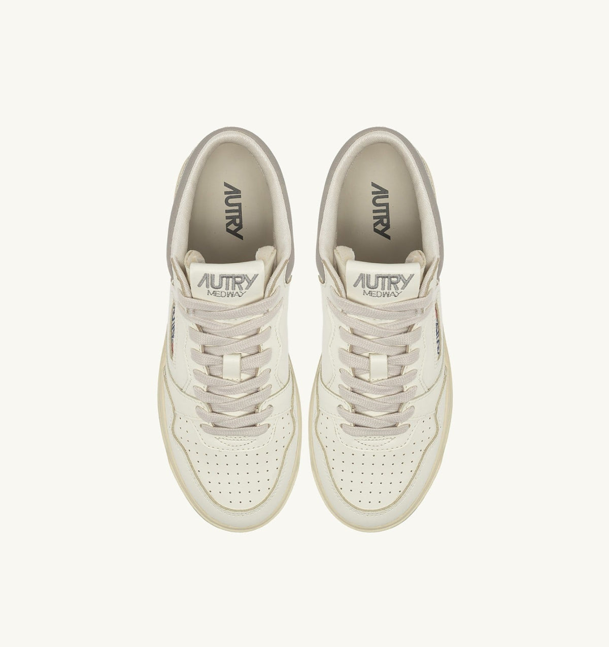MED-WAY SNEAKERS IN LEATHER COLOR MARSHMALLOW AND VAPOR - AUTRY Quality