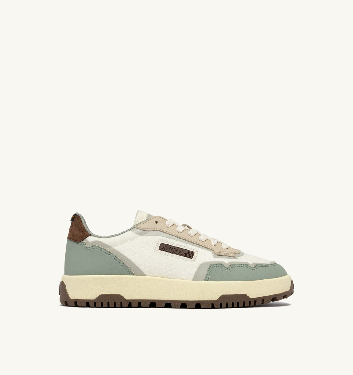 WILDPACE LOW SNEAKERS IN MARSHMALLOW AND SEA GRASS CORDURA AND LEATHER - AUTRY Everyday