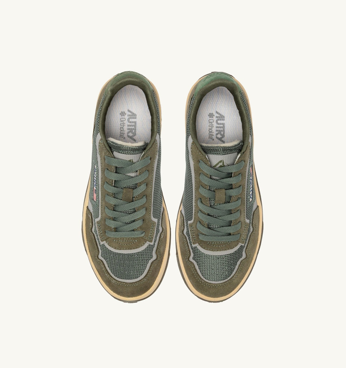 WILDPACE LOW SNEAKERS IN SCHIO AND MILITARY DRAGON MESH AND SUEDE - AUTRY Great Value