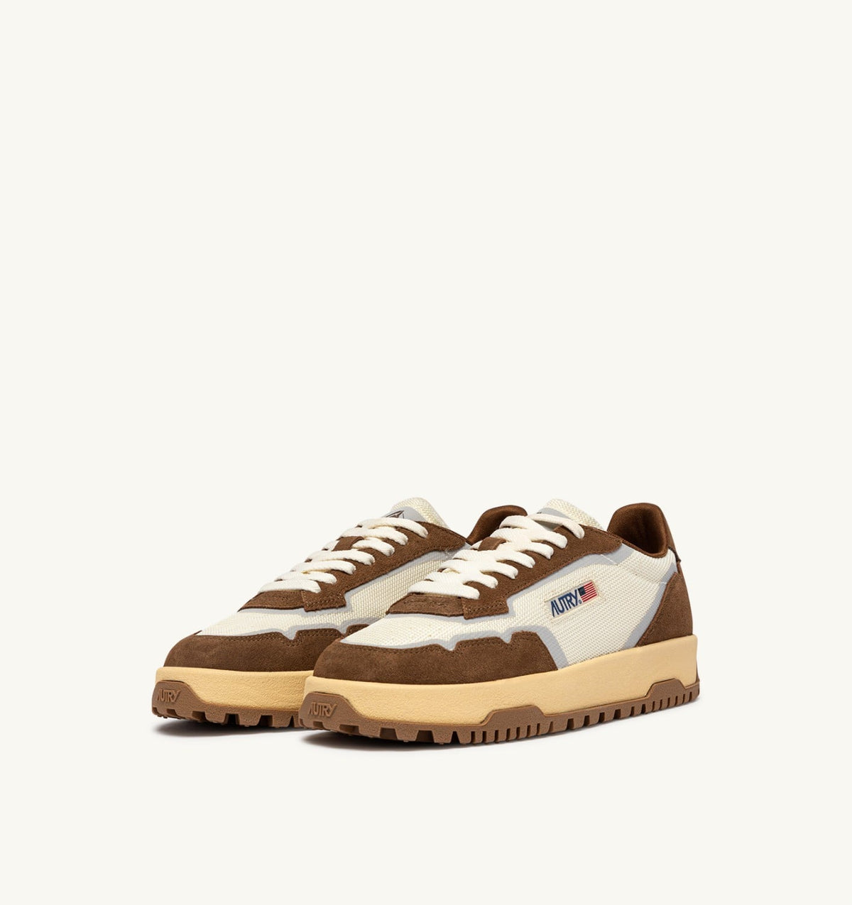 WILDPACE SNEAKERS IN MARSHMALLOW AND CIGAR DRAGON MESH AND SUEDE - AUTRY Essential