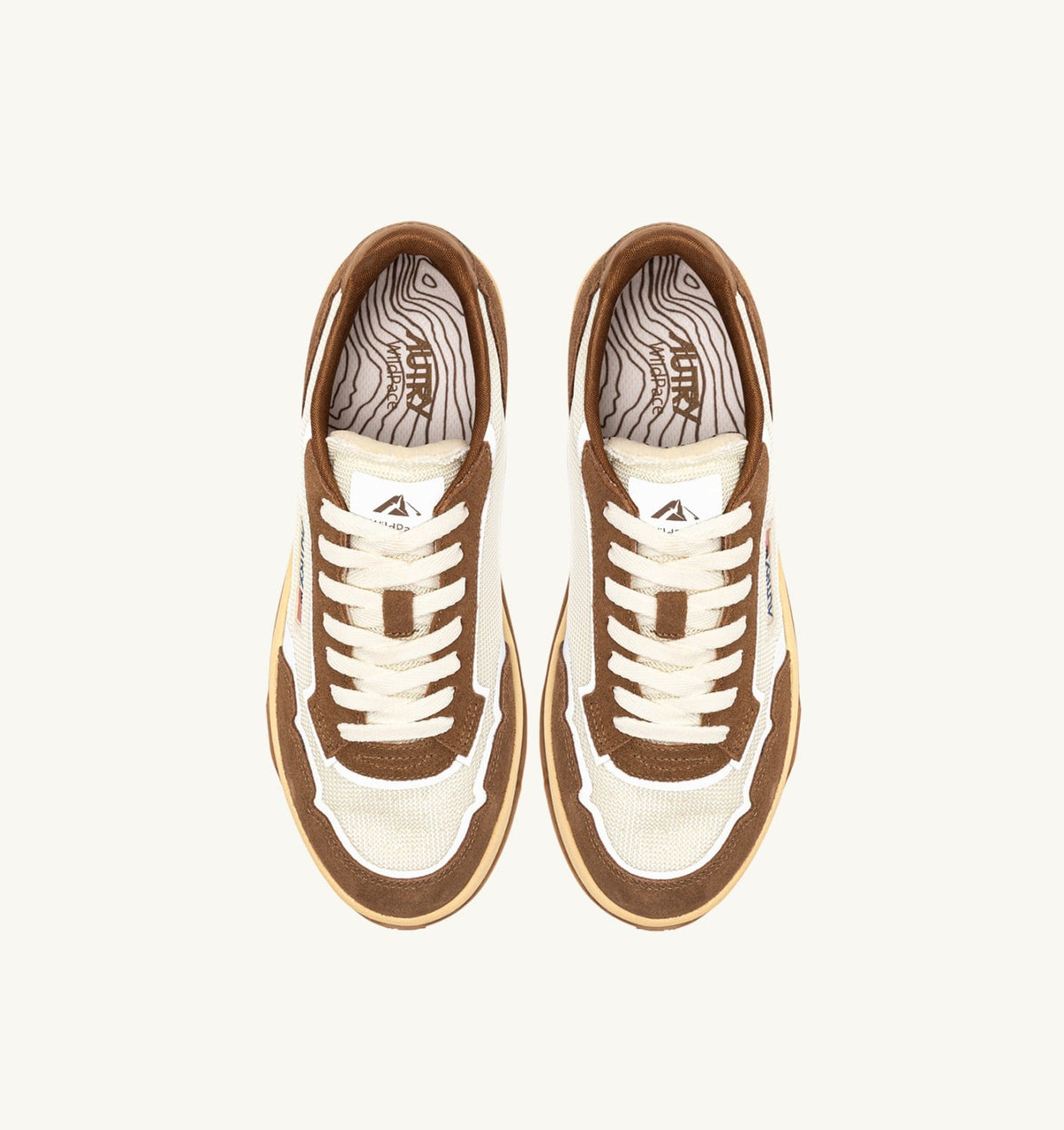 WILDPACE SNEAKERS IN MARSHMALLOW AND CIGAR DRAGON MESH AND SUEDE - AUTRY Essential
