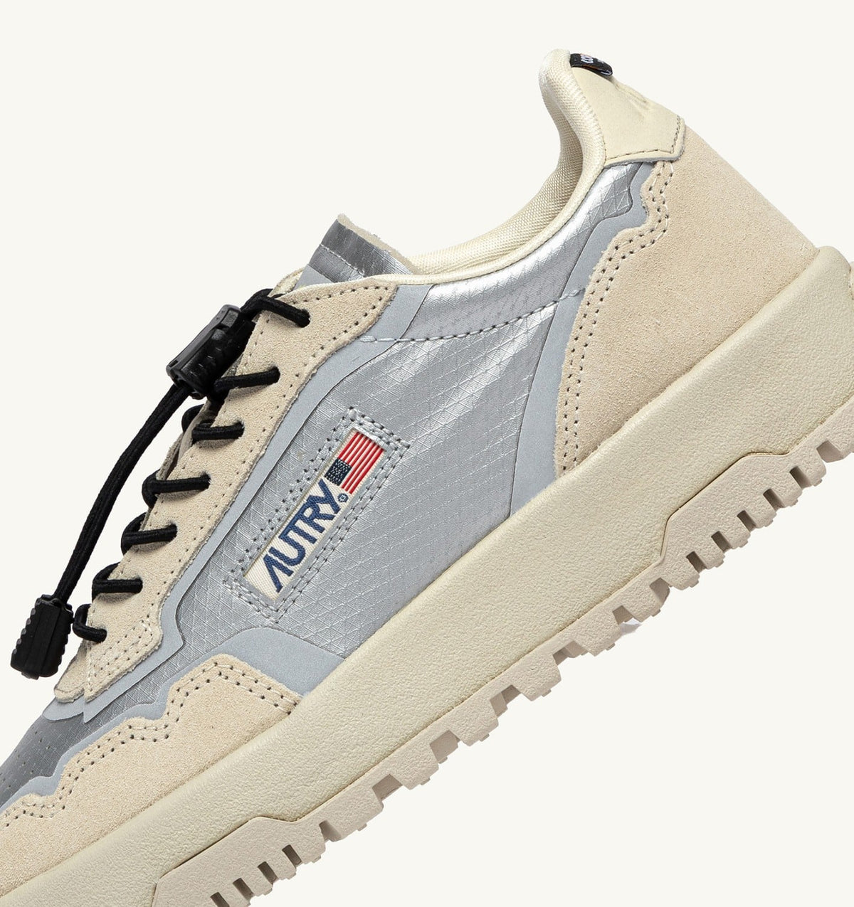 WILDPACE LOW SNEAKERS IN WHITE AND SILVER FABRIC AND SUEDE - AUTRY Everyday